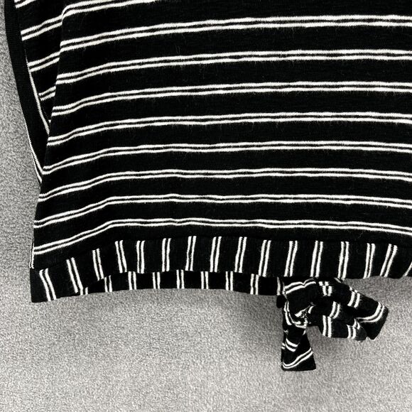 A New Day Top Womens Extra Large Black White Striped Short Sleeve open back tied - Picture 5 of 15